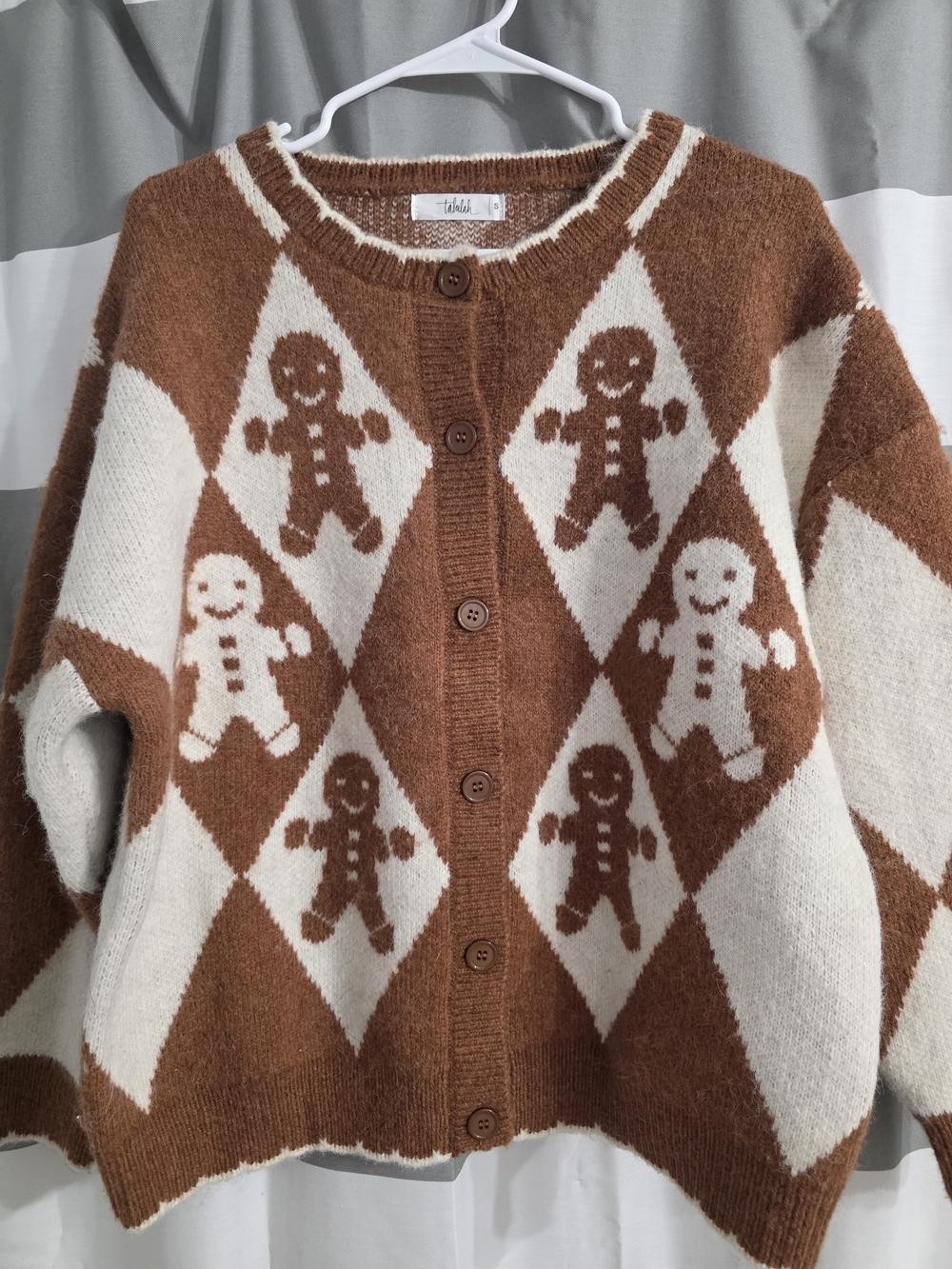 TALULAH Brown & Cream Patterned Button Cardigan